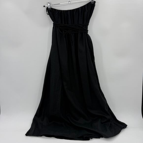 SIR. The Label Womens Black Linen Wrap Tie Midi Skirt Size 2 / US Size 6 Beachy - Picture 3 of 10